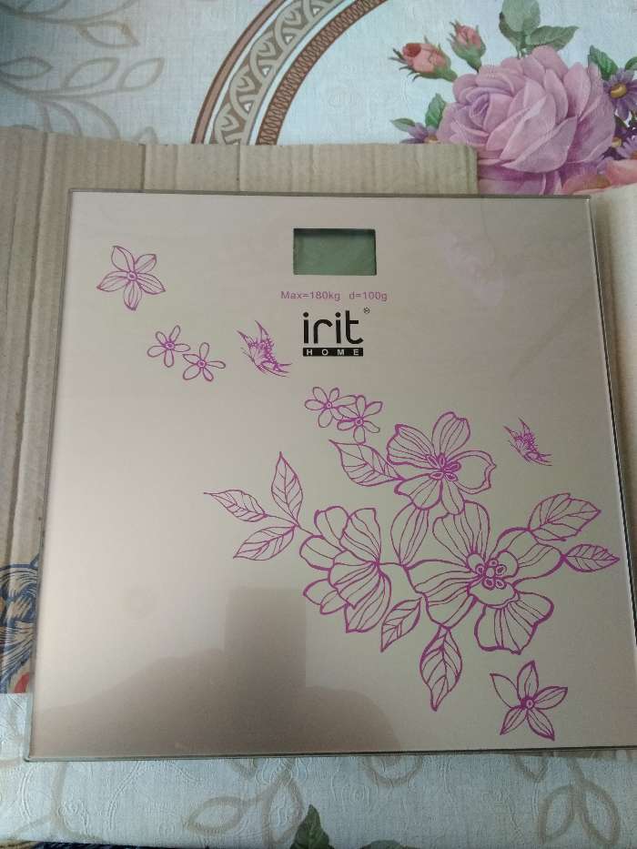 Фотография покупателя товара Весы напольные Irit IR-7258, электронные, до 180 кг, рисунок "цветы"