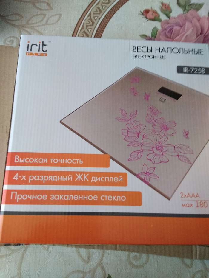 Фотография покупателя товара Весы напольные Irit IR-7258, электронные, до 180 кг, рисунок "цветы" - Фото 3