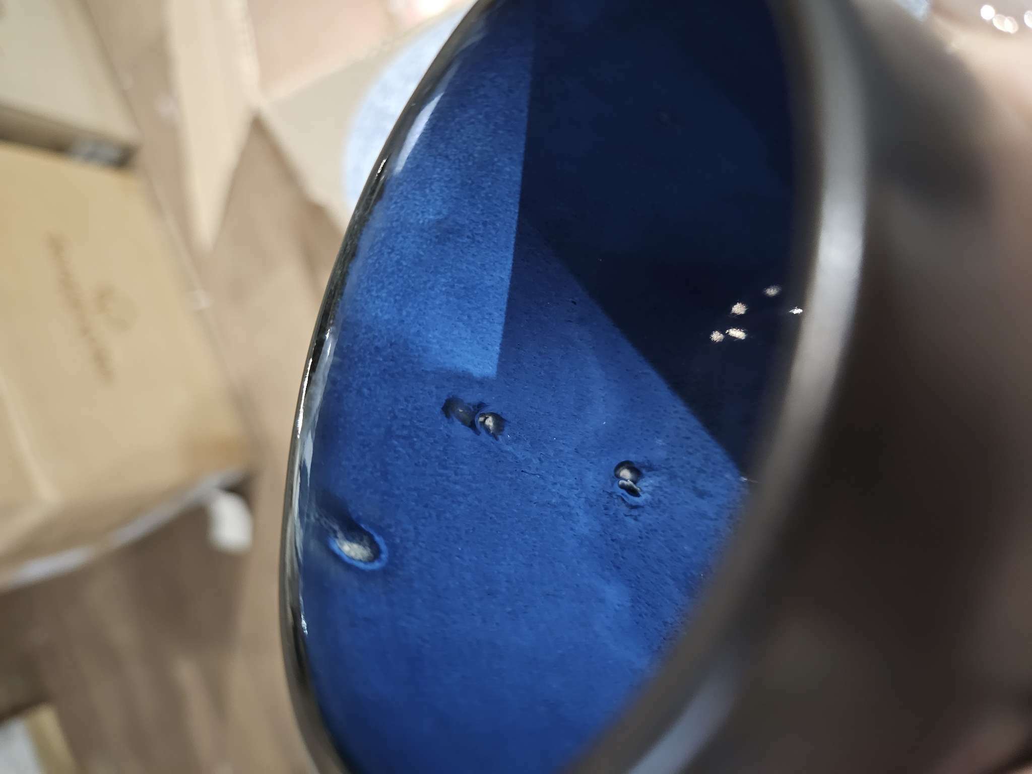 Фотография покупателя товара Кружка керамическая Доляна «Глянец», 380 мл, цвет чёрный и синий - Фото 2