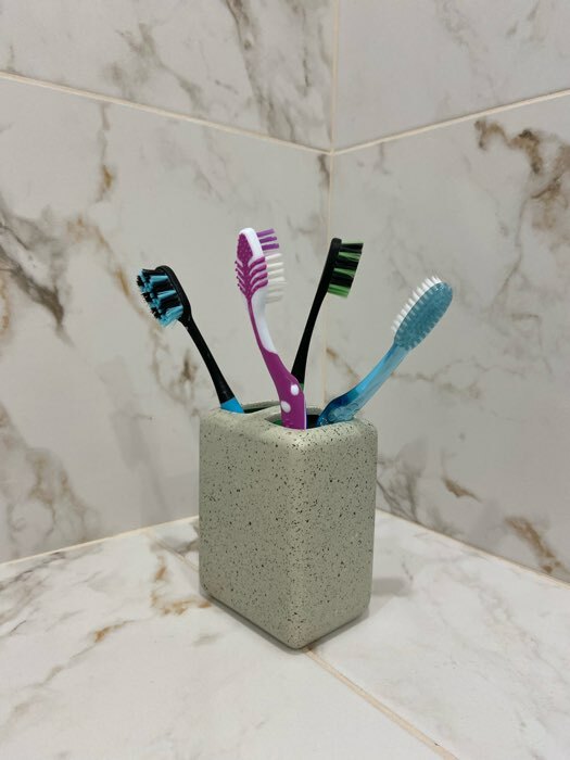 Фотография покупателя товара Стакан для зубных щёток двойной Natural, цвет серый - Фото 2
