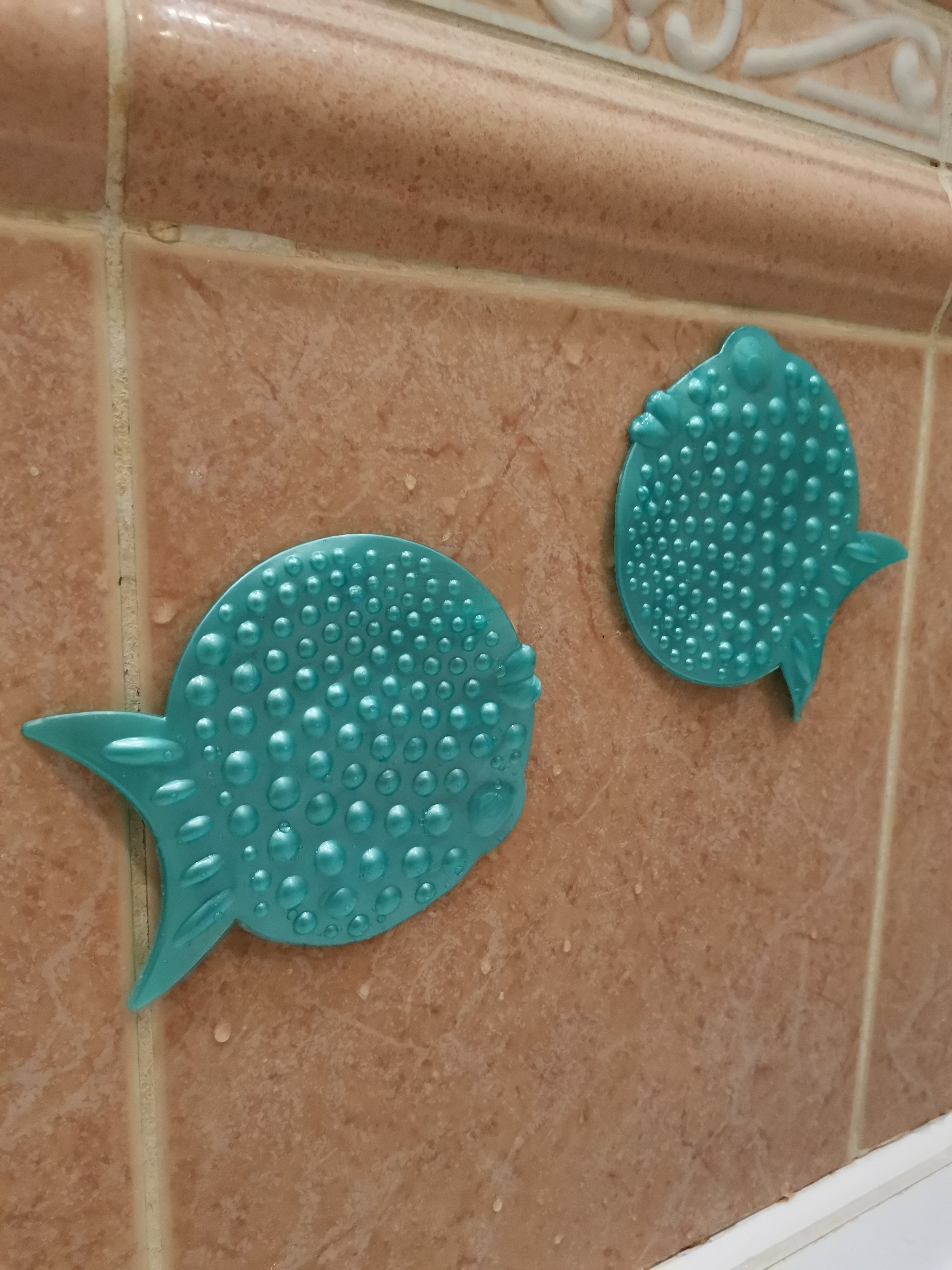 Фотография покупателя товара Набор мини-ковриков для ванны на присосках Доляна «Рыбка-шар», 10×11 см, 4 шт, цвет МИКС - Фото 2