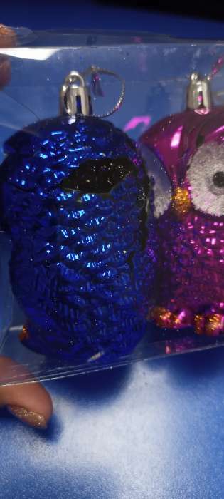 Фотография покупателя товара Ёлочные игрушки 3 шт. «Зимнее волшебство. Цветные совушки» пластик, 9 см, МИКС - Фото 9