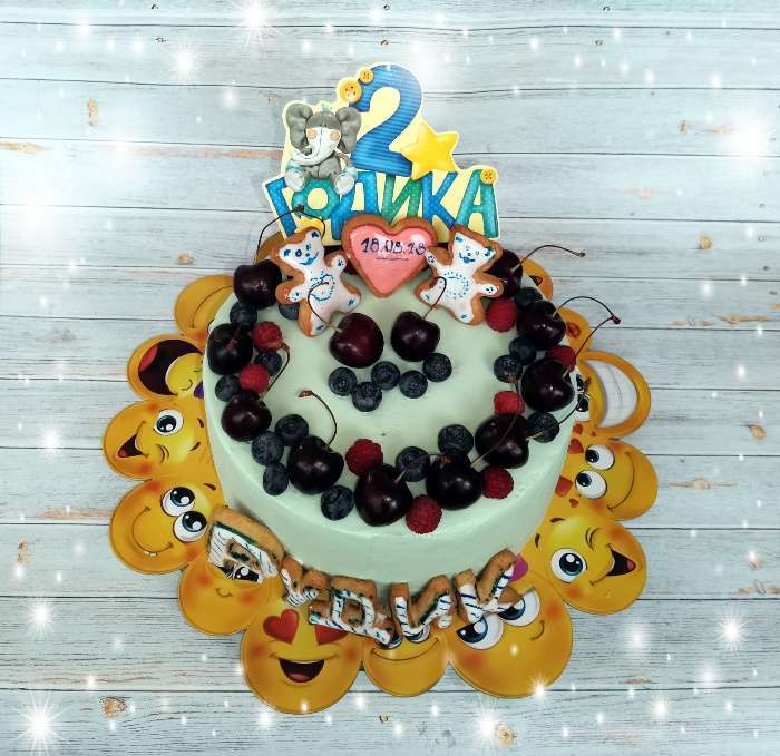 Фотография покупателя товара Подложка для торта «С днём рождения!», смайлики - Фото 1
