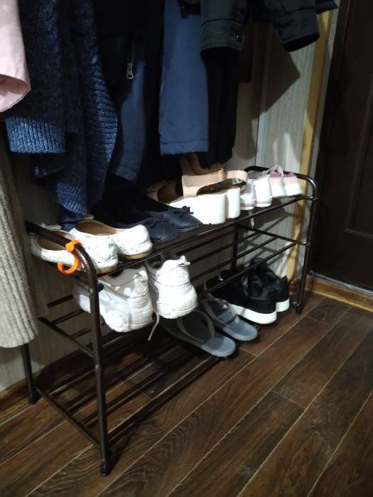 Фотография покупателя товара Подставка для обуви, 3 яруса, 87×30×48 см, цвет медный антик - Фото 3