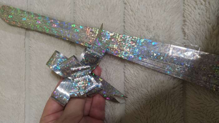 Фотография покупателя товара Подарочный Бант - бабочка №1.8, серебро, для упаковки подарков - Фото 2