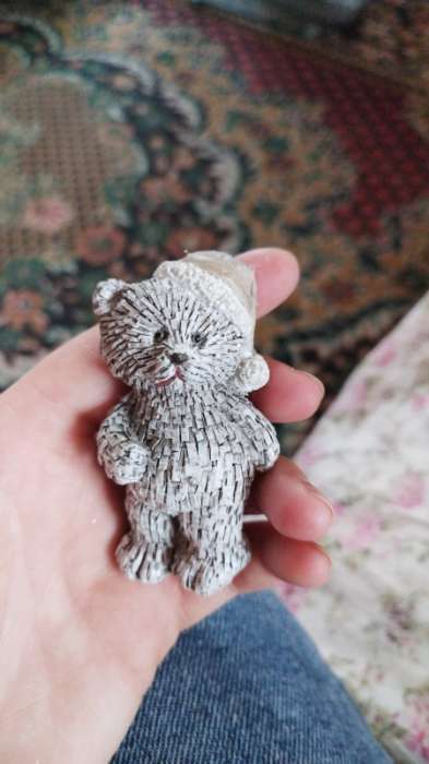 Фотография покупателя товара Фигурка полистоун «Мишка в шапке; колпаке, стоит», серый, 4×3×7 см, МИКС - Фото 1