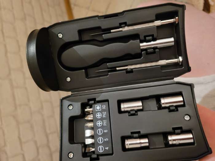 Фотография покупателя товара Набор инструментов ТУНДРА, подарочный пластиковый кейс «Банка», 13 предметов - Фото 3