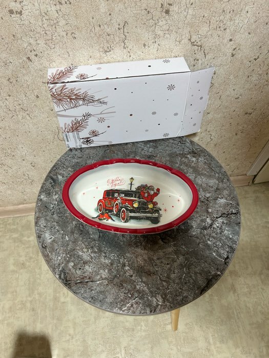 Фотография покупателя товара Блюдо для запекания Доляна «Рождественский снеговик», 28×17×4,9 см, цвет белый - Фото 1
