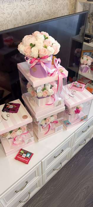 Фотография покупателя товара Коробка подарочная для цветов с вазой и PVC окнами складная, упаковка, With Love 23 х 30 х 23 см - Фото 5