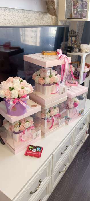 Фотография покупателя товара Коробка подарочная для цветов с вазой и PVC окнами складная, упаковка, With Love 23 х 30 х 23 см - Фото 7