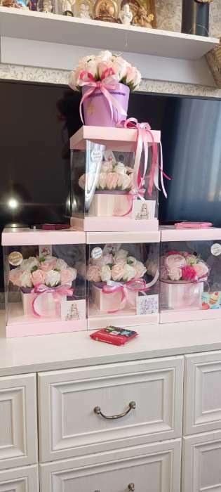 Фотография покупателя товара Коробка подарочная для цветов с вазой и PVC окнами складная, упаковка, With Love 23 х 30 х 23 см - Фото 6
