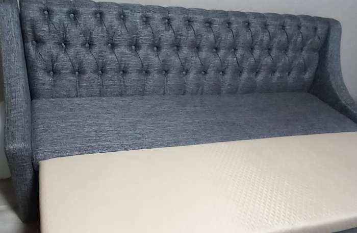 Фотография покупателя товара Кухонный прямой диван «Мерлин», механизм дельфин, рогожка, цвет серый - Фото 1