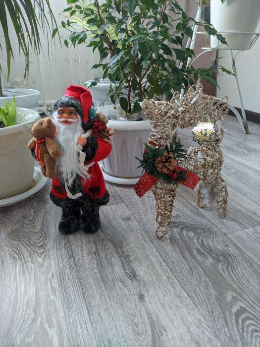 Фотография покупателя товара Дед Мороз "В красной шубке с мишкой" 30 см