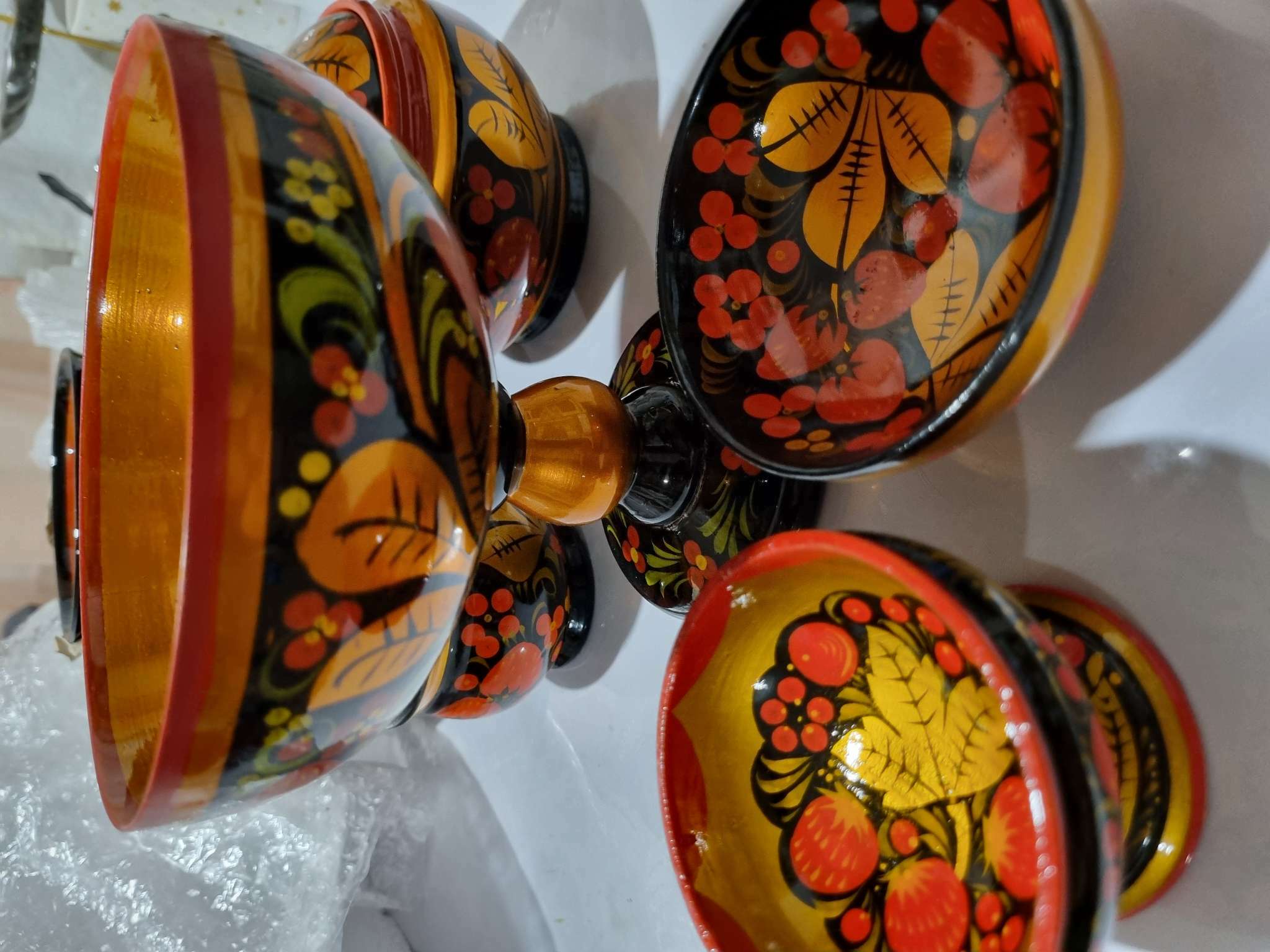 Фотография покупателя товара Конфетница на ножке, 14×14 см, дерево, хохлома - Фото 1