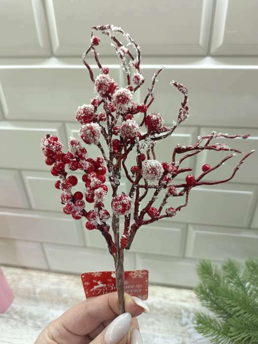 Фотография покупателя товара Еловая ветка декоративная «Зимнее волшебство. Очарование», 25 см - Фото 4