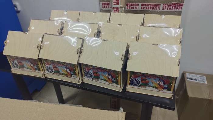 Фотография покупателя товара Детский сладкий новогодний подарок «С Новым годом», конфеты 500 г, краски акварель 12 цветов, кормушка - Фото 1