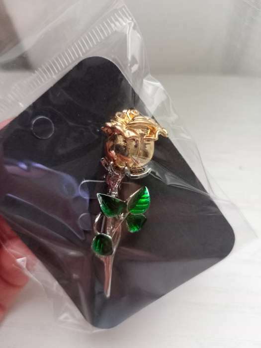 Фотография покупателя товара Брошь «Цветок» роза, цвет зелёный в серебряно-золотом - Фото 4