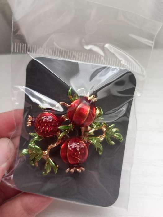 Фотография покупателя товара Брошь «Гранат», цвет красно-зелёный в золоте - Фото 6