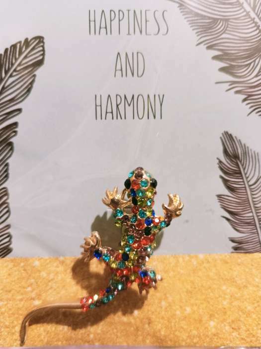 Фотография покупателя товара Брошь «Ящерица», цветная в золоте - Фото 1