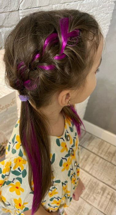 Фотография покупателя товара Локон накладной, прямой волос, на заколке, 50 см, 5 гр, цвет фиолетовый