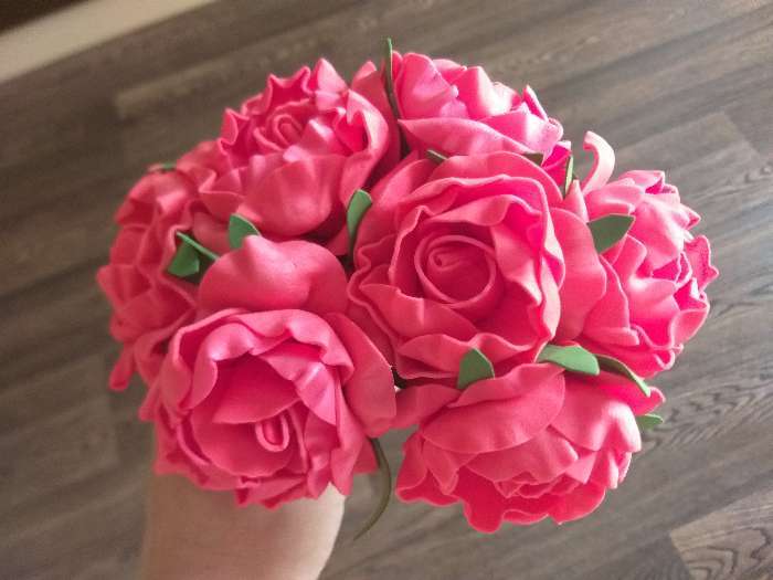 Фотография покупателя товара Букет "Объёмный цветок" 7 цветков, розовый - Фото 3