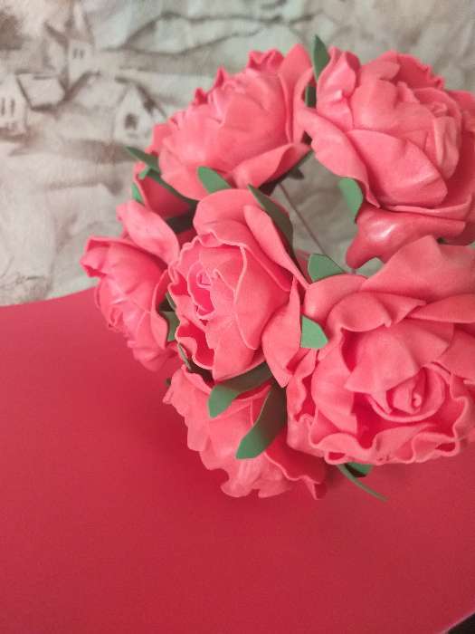 Фотография покупателя товара Букет "Объёмный цветок" 7 цветков, розовый - Фото 4