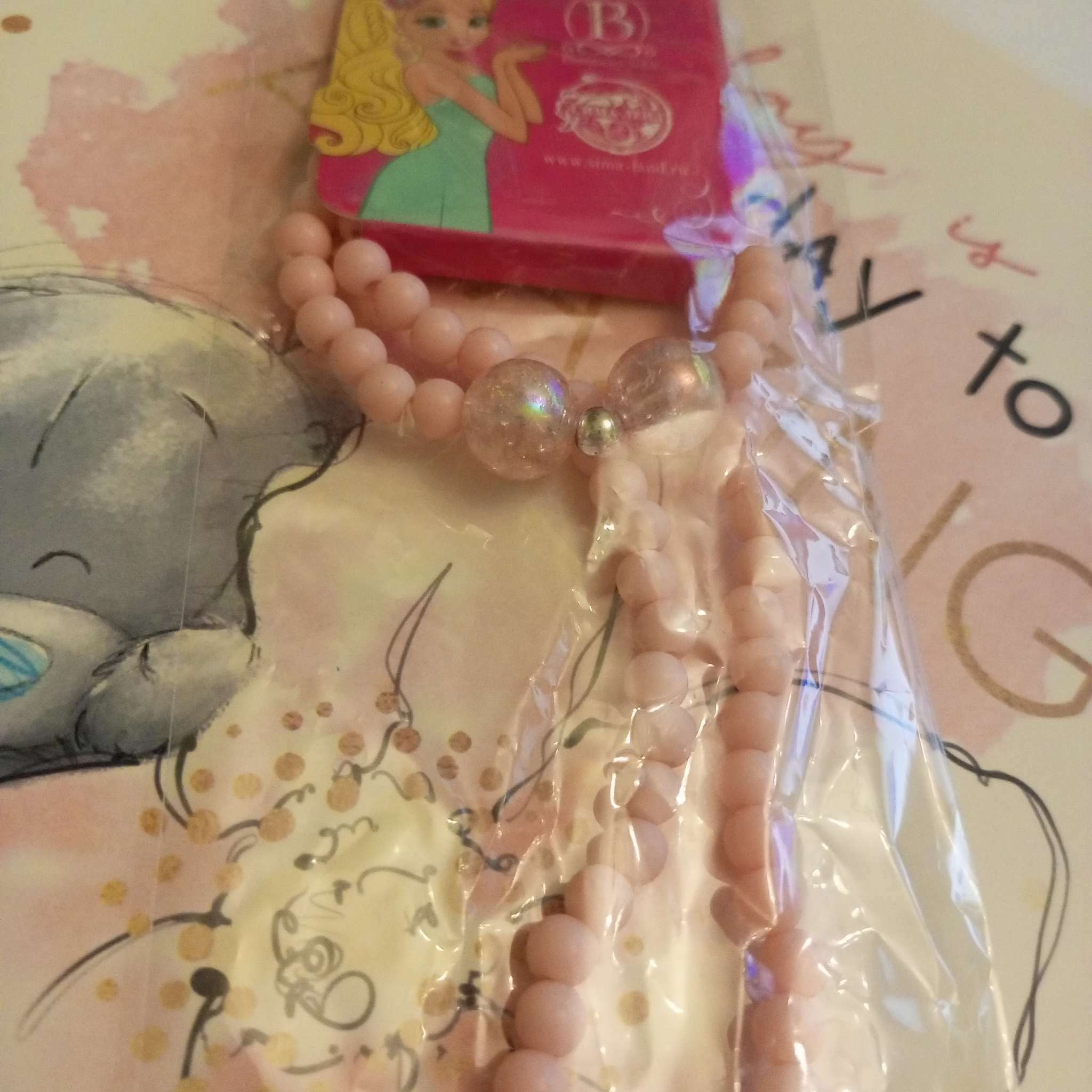 Фотография покупателя товара Набор детских украшений Выбражулька «Бантик», 2 предмета: бусы, браслет d=5 см розовый - Фото 2