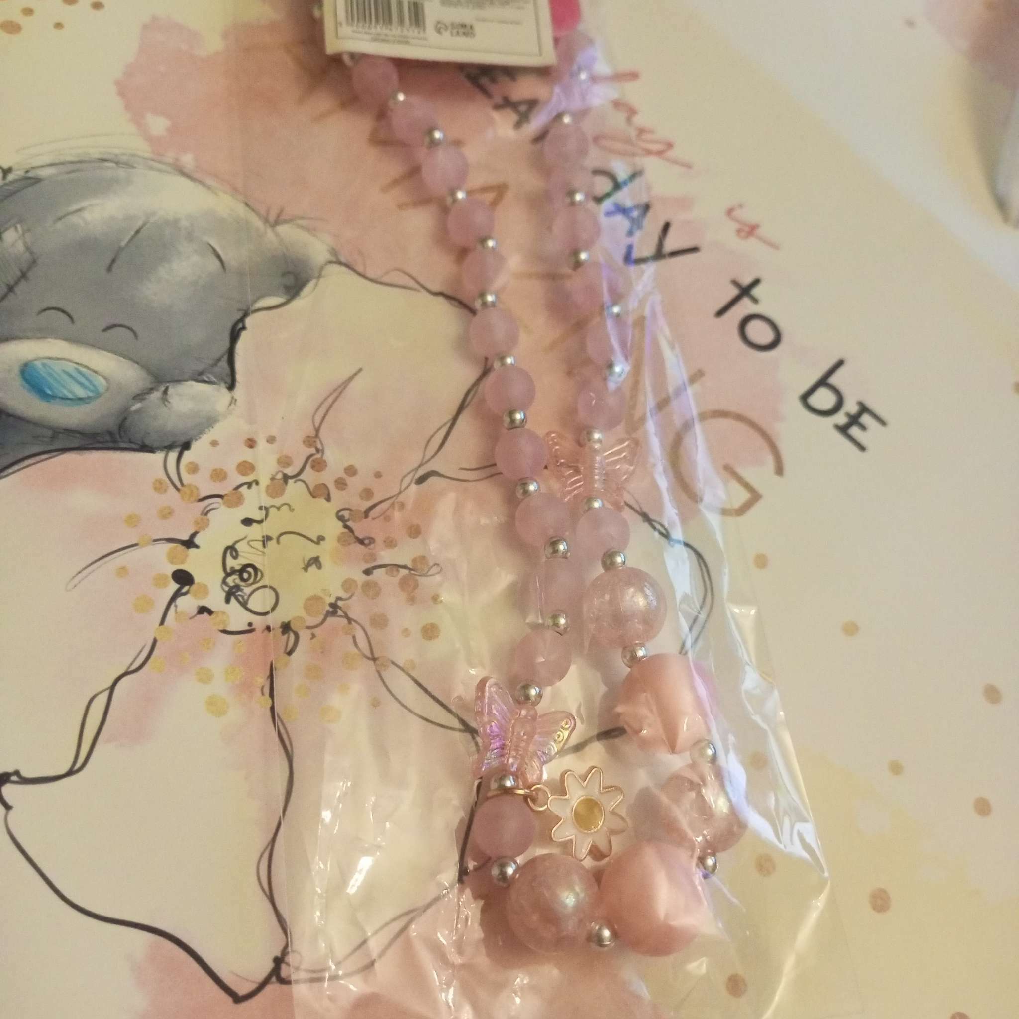 Фотография покупателя товара Бусы детские «Выбражулька. Бабочка с ромашкой», розовые - Фото 2