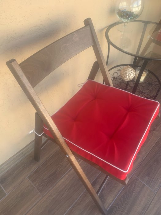 Фотография покупателя товара Подушка на стул 38х38 см, h 5 см, цвет красный, велюр, поролон, кант - Фото 6