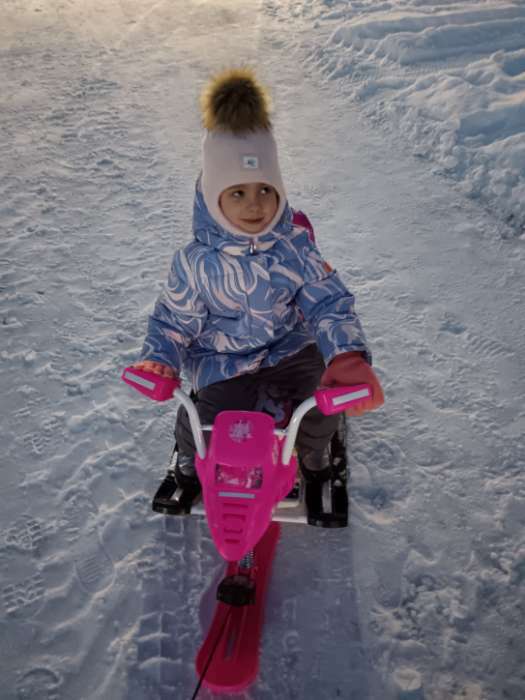 Фотография покупателя товара УЦЕНКА Снегокат Snowpatrol с гонщиком, со спинкой, синий, СНД2/Г Nika Kids - Фото 1