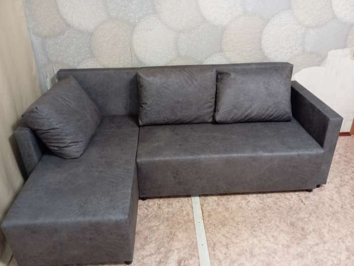 Фотография покупателя товара Угловой диван «Алиса 3», еврокнижка, велюр dakota, цвет grey