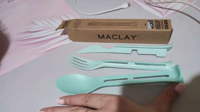 Фотография покупателя товара Набор столовых приборов Maclay: ложка, вилка, нож, пластик, цвет зелёный
