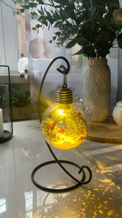 Фотография покупателя товара Ёлочный шар «Новый год», 1 LED, от батареек, свечение тёплое белое - Фото 22