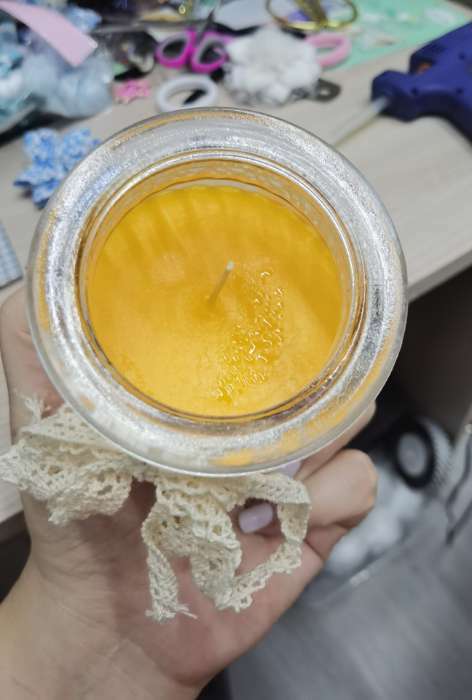 Фотография покупателя товара Свеча в банке ароматизированная "Зимний мандарин" 180гр, время горения 45ч - Фото 2