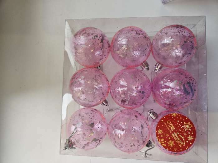 Фотография покупателя товара Набор шаров пластик d-6 см, 9 шт "Дженна прозрачный" розовый - Фото 1