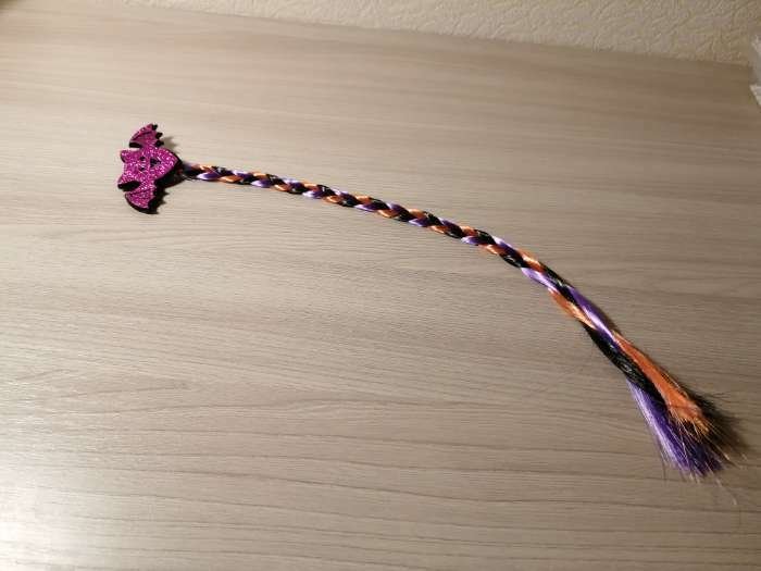 Фотография покупателя товара Цветная прядь для волос на заколке «Летучий мышонок», длина 40 см - Фото 1