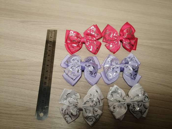 Фотография покупателя товара Зажим для волос «Бантик», вензеля серебро, 6 см - Фото 3