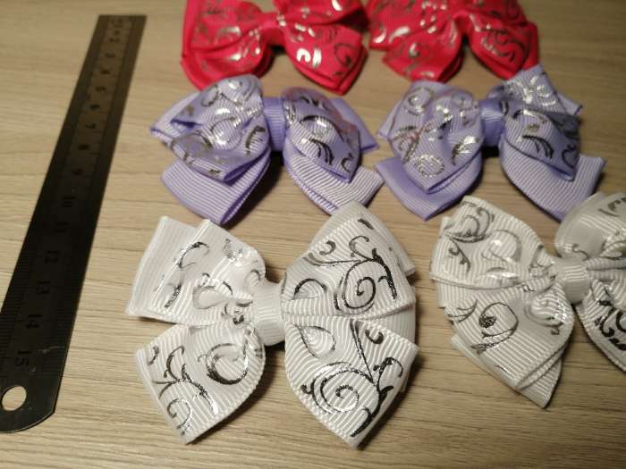 Фотография покупателя товара Зажим для волос «Бантик», вензеля серебро, 6 см - Фото 1