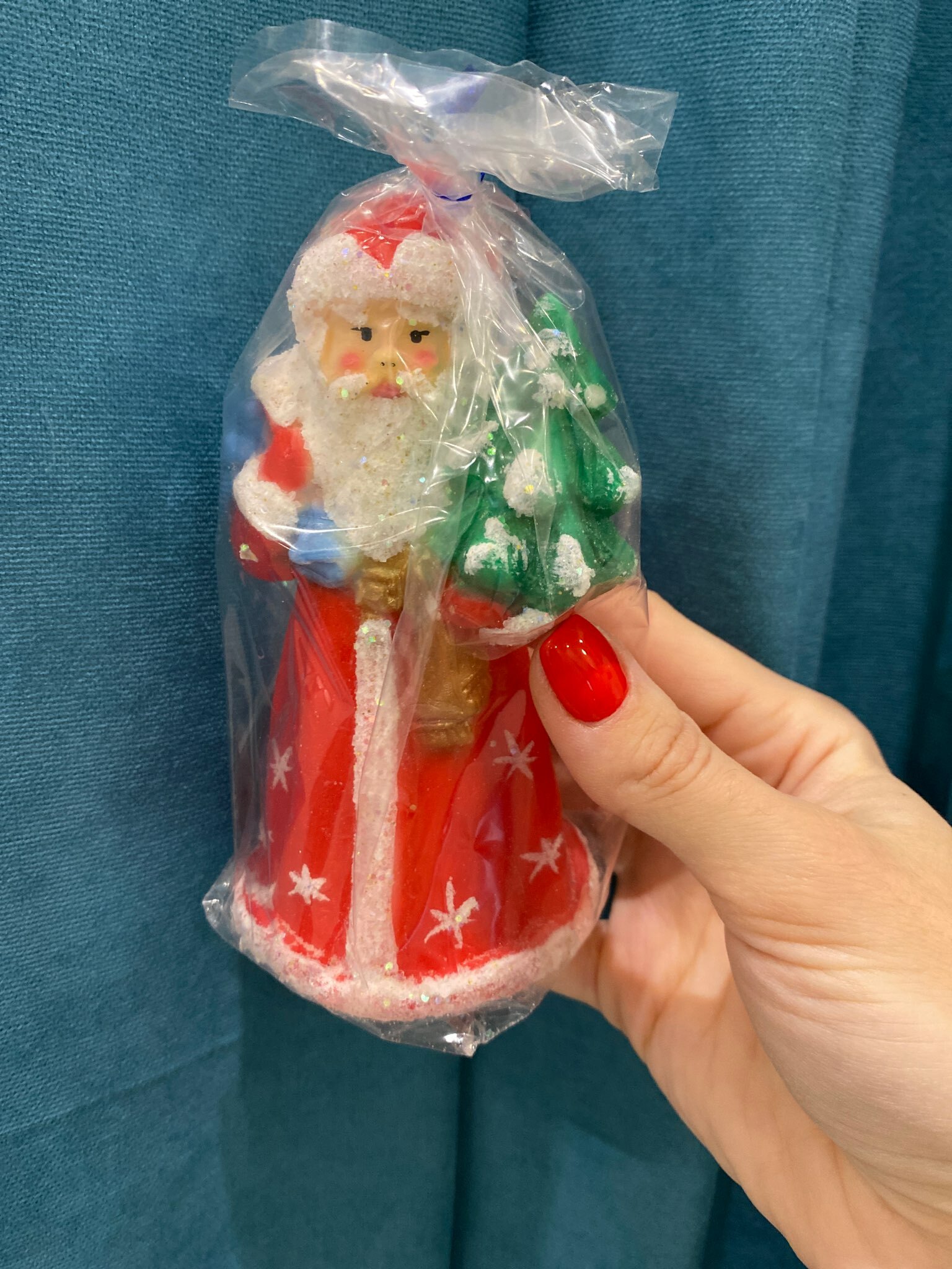Фотография покупателя товара Свеча декоративная "Дед Мороз сам ёлку принёс" микс, 12,5 см