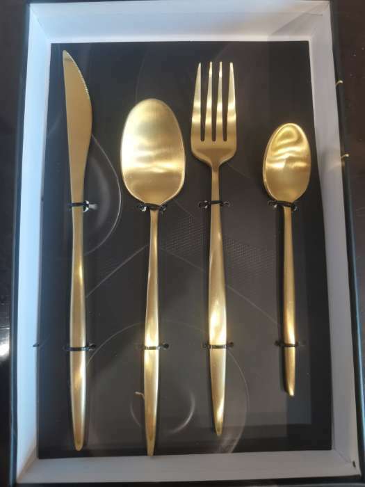 Фотография покупателя товара Набор столовых приборов из нержавеющей стали Magistro «Оску базис», 4 предмета, цвет золотой