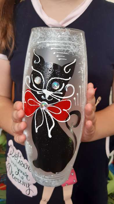 Фотография покупателя товара Ваза стекло "Кошка" 3, d-7.5см 10х26 см, v=1.7л - Фото 1