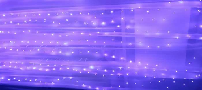 Фотография покупателя товара Гирлянда «Занавес» 2.8 × 3 м роса на крючках, с пультом, IP20, серебристая нить, 300 LED, свечение фиолетовое, 8 режимов, USB - Фото 5