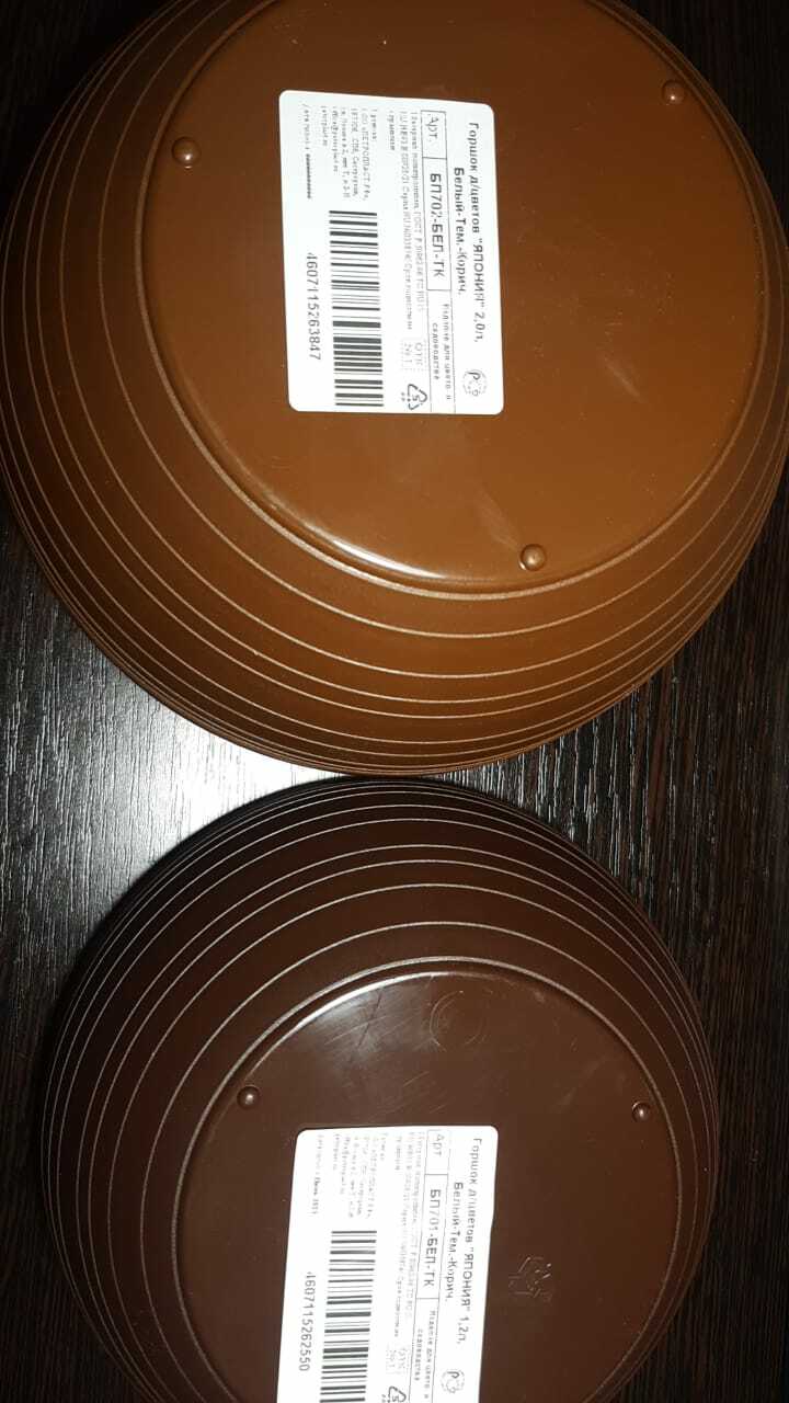 Фотография покупателя товара Горшок для цветов «Япония», 2 л, цвет белый-темно-коричневый