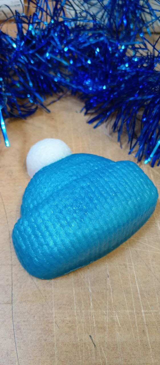 Фотография покупателя товара Фигурное мыло "Шапка вязаная" синяя 75гр, 7х7х2см - Фото 1