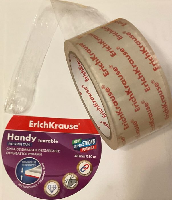 Фотография покупателя товара Клейкая лента упаковочная ErichKrause "Handy tearable", 48 мм х 50 м, 60 мкм, прозрачная, отрывается руками, цена за 1 шт. - Фото 3