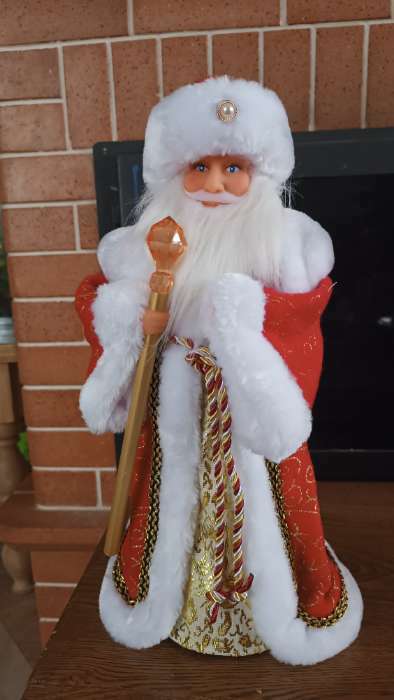 Фотография покупателя товара Дед Мороз "Посох с кристаллом" двигается, 38 см, красный - Фото 6
