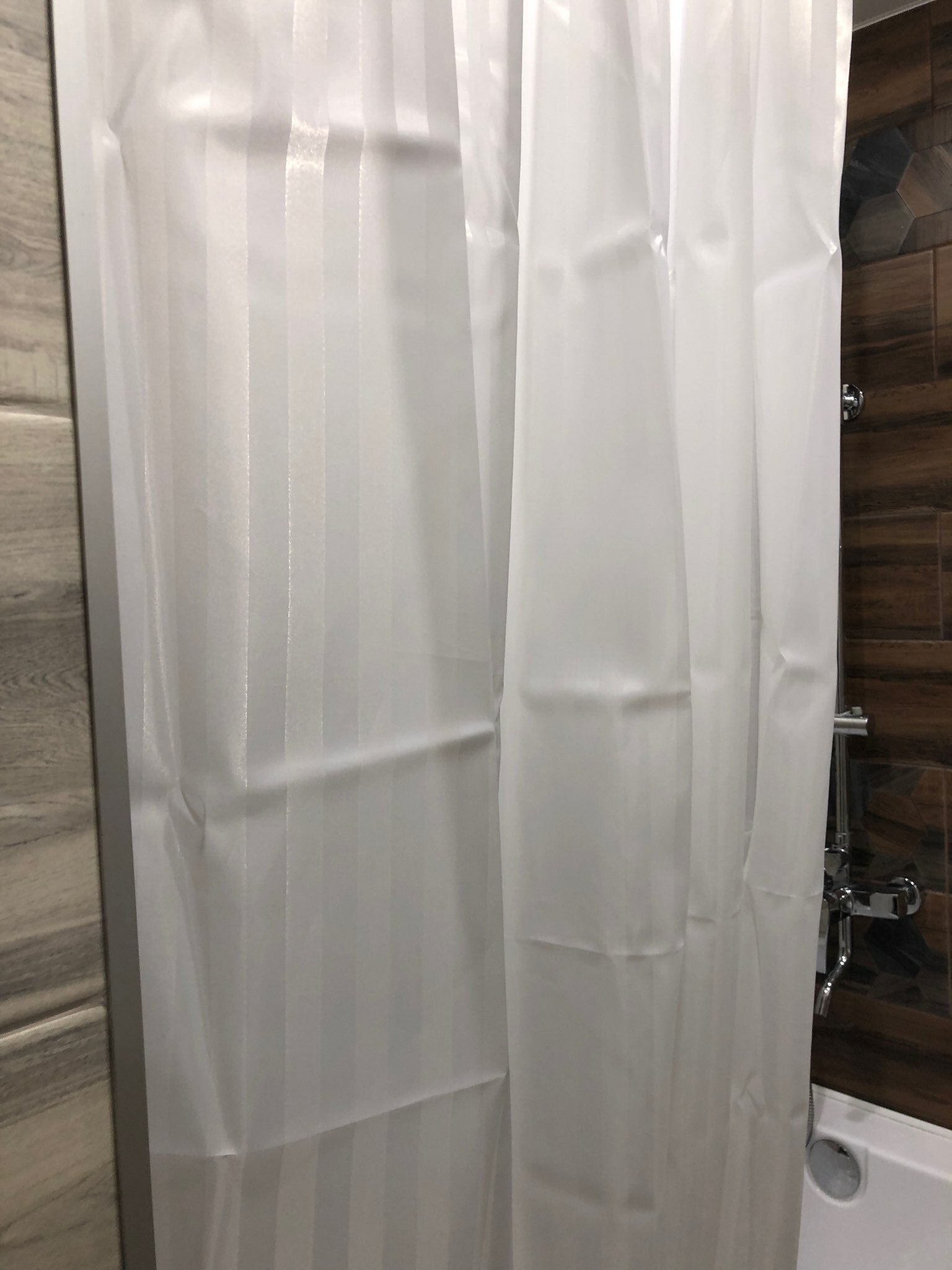 Фотография покупателя товара Штора в ванную «Этель. Полоска», 180×200 см, белая - Фото 1