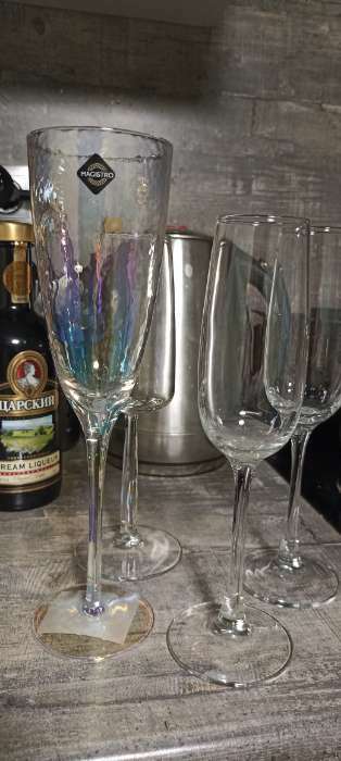 Фотография покупателя товара Бокал из стекла для шампанского Magistro «Жемчуг», 270 мл, цвет перламутровый - Фото 1