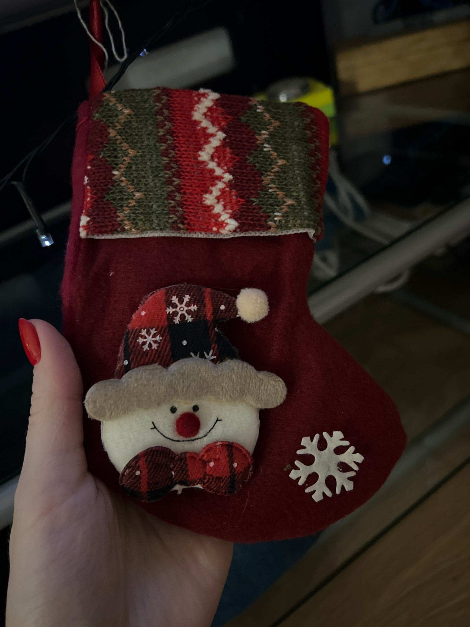 Фотография покупателя товара Носок для подарков "Праздничный уют" Снеговик, 12х15,5 см, красный