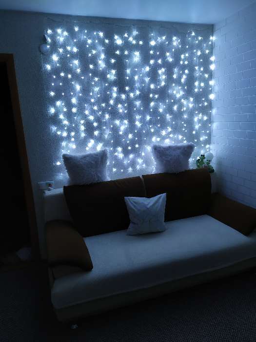 Фотография покупателя товара Гирлянда «Занавес» 2 × 1.5 м, IP20, прозрачная нить, 360 LED, свечение белое, 8 режимов, 220 В